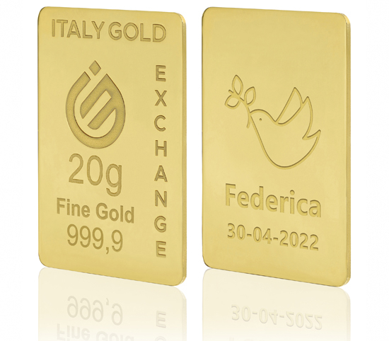 Lingou  de Aur cadou pentru Confirmare 24 K de 20 g. IGE GOLD